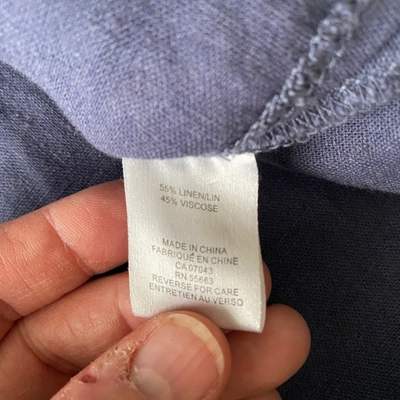 Kenar Grayish-Blue Women's Linen Blend Polo Style Peasant Dress Size Small - Picture 6 of 13